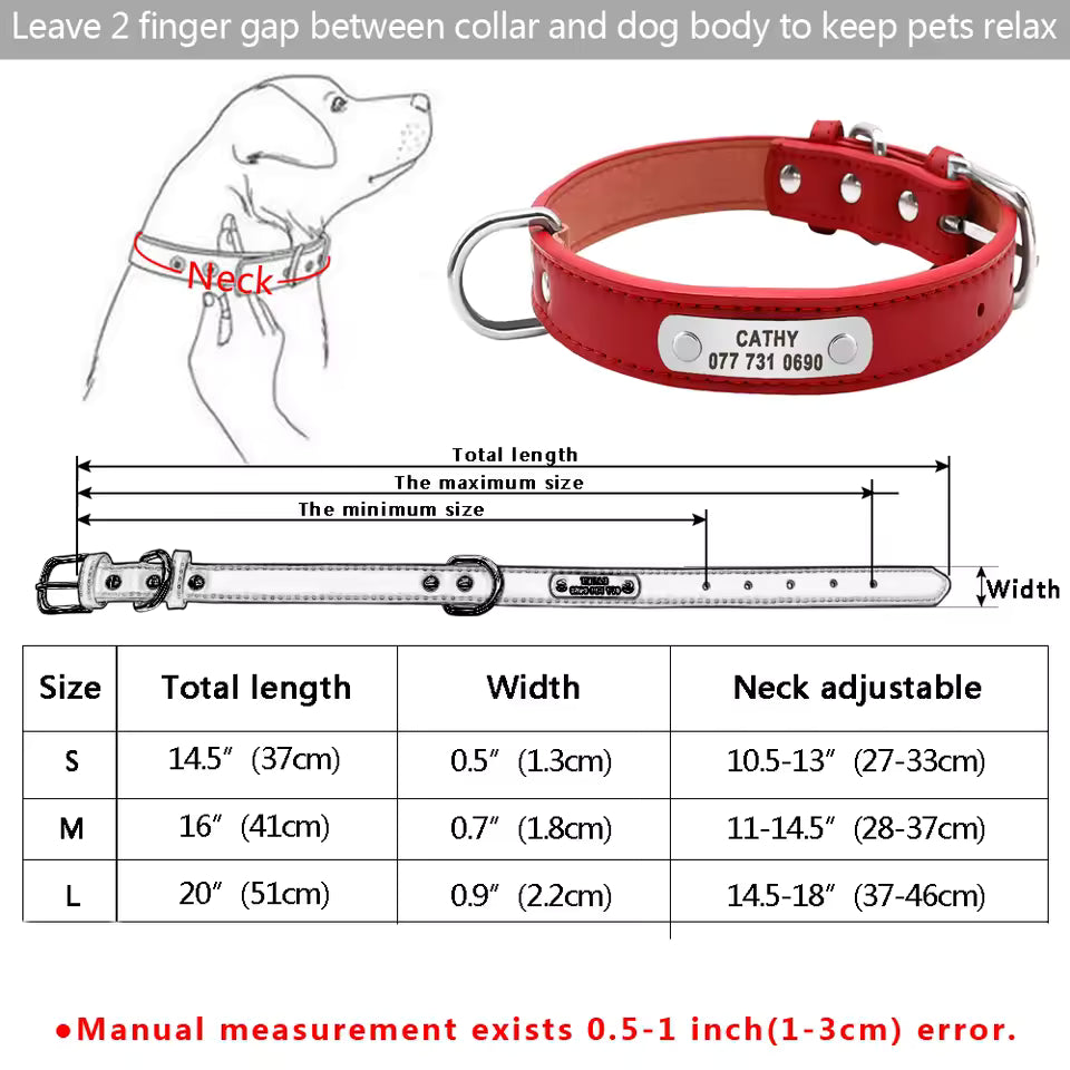 Leather Personalised Dog Collar